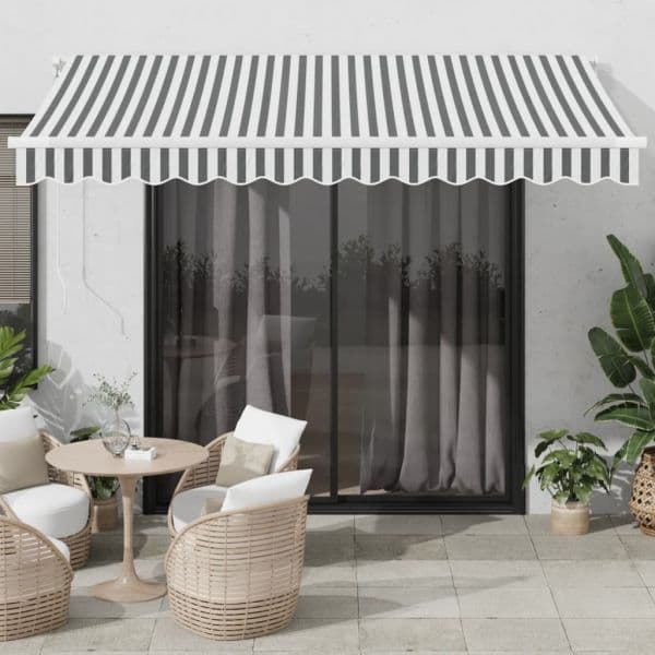 vidaXL Toldo Retrátil Automático com led 350x250 cm Antracite/branco - 1083056932