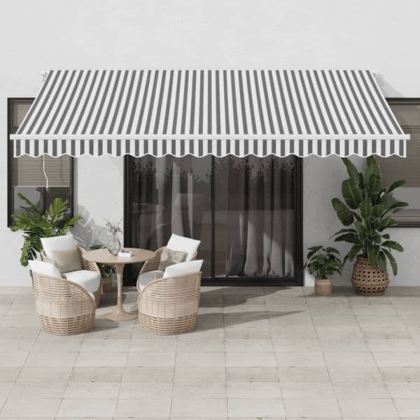 vidaXL Toldo Retrátil Automático com led 450x350 cm Antracite/branco - 3108043643