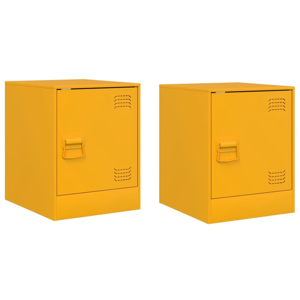 vidaXL Mesas de cabeceira 2 pcs 34,5x39x44 cm aço amarelo mostarda