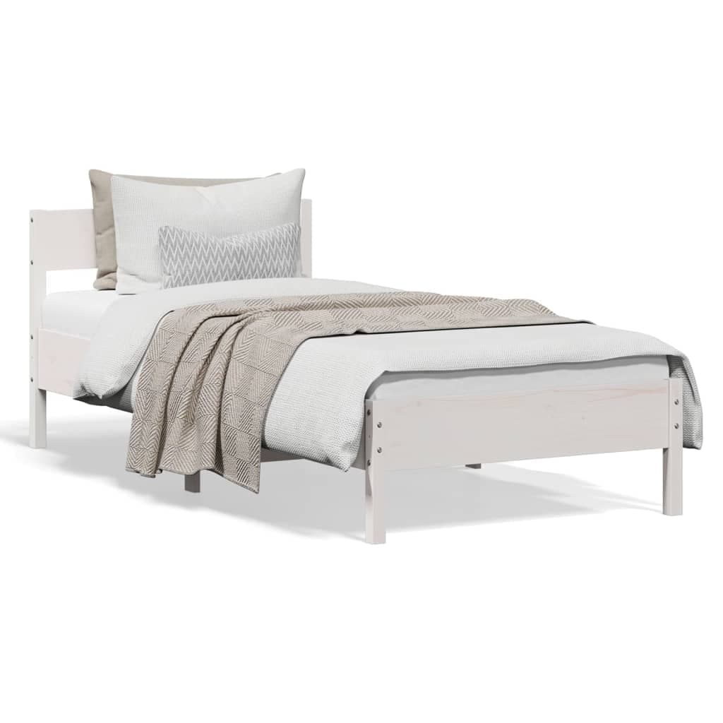 vidaXL Cama sem colchão 90x200 cm madeira de pinho maciça branco
