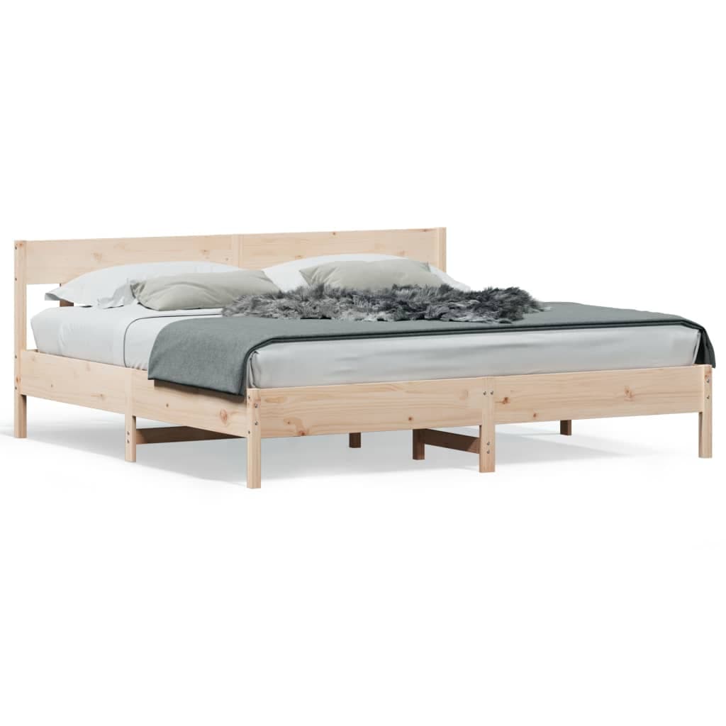 vidaXL Cama sem Colchão 200x200 cm Madeira de Pinho Maciça - 8721012430433
