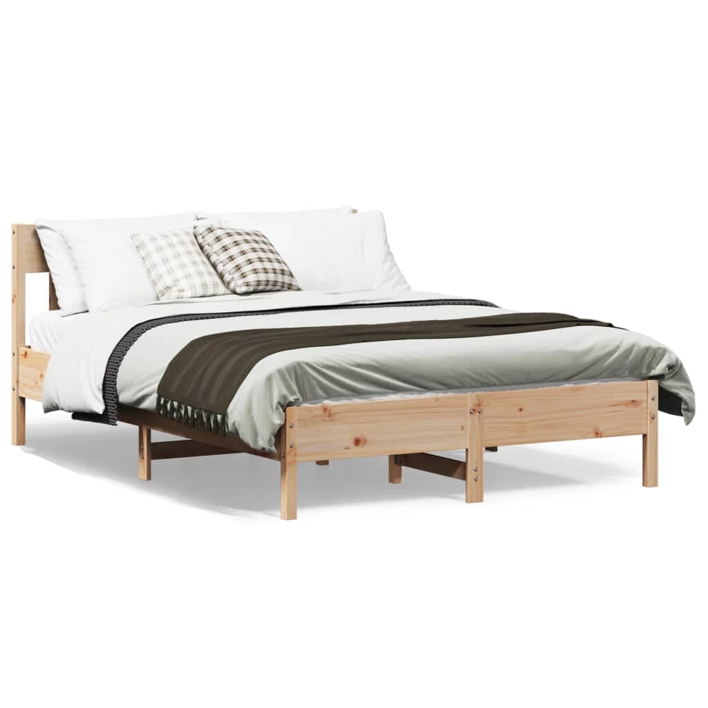 vidaXL Cama sem Colchão 160x200 cm Madeira de Pinho Maciça - 3963826342