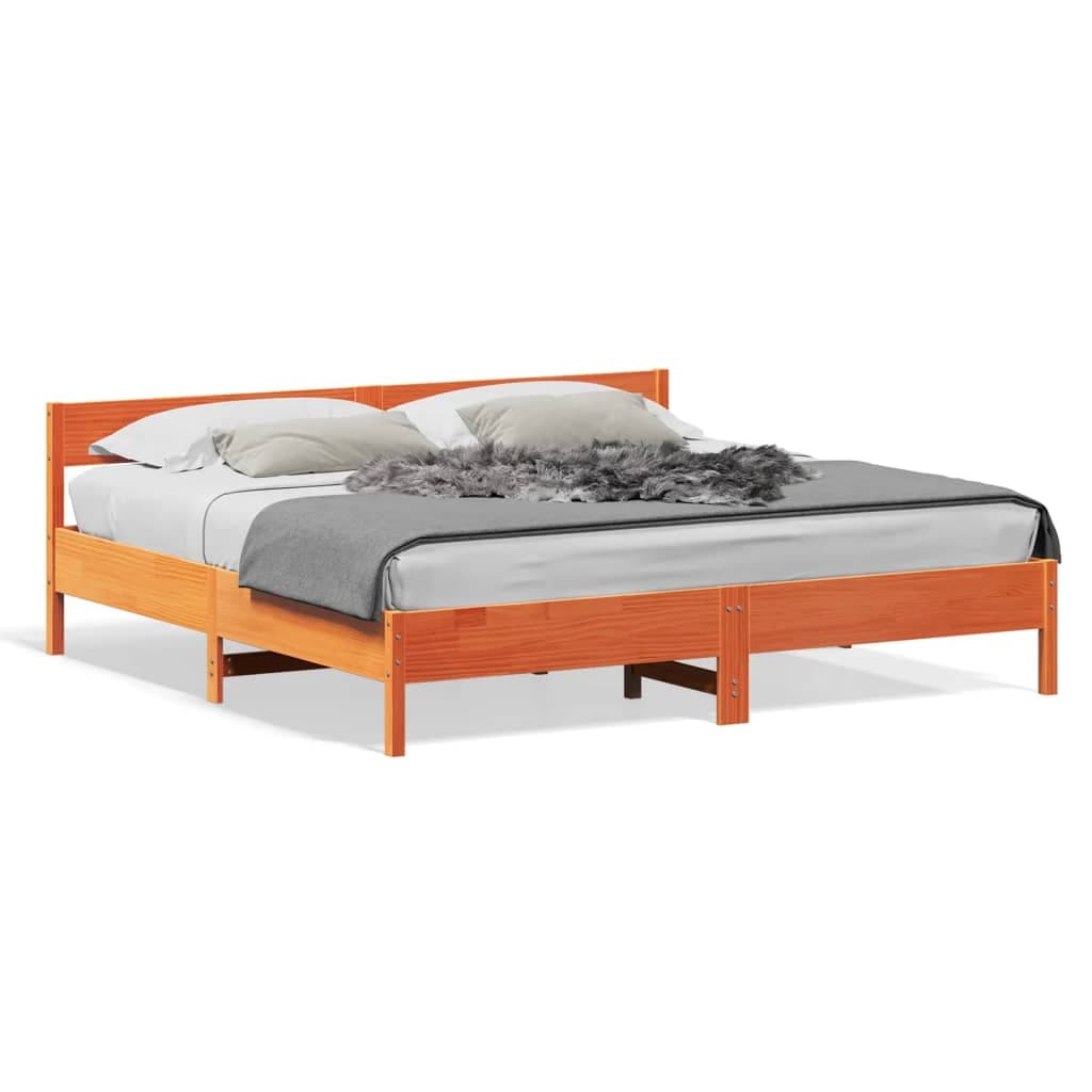 vidaXL Cama sem colchão 200x200 cm pinho maciço castanho-mel