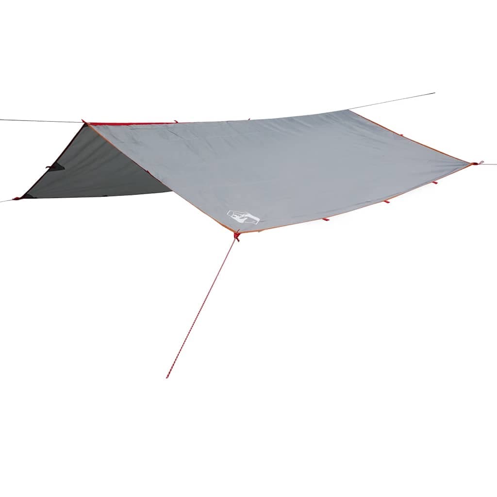 vidaXL Lona de campismo 400x294 cm impermeável cinzento e laranja