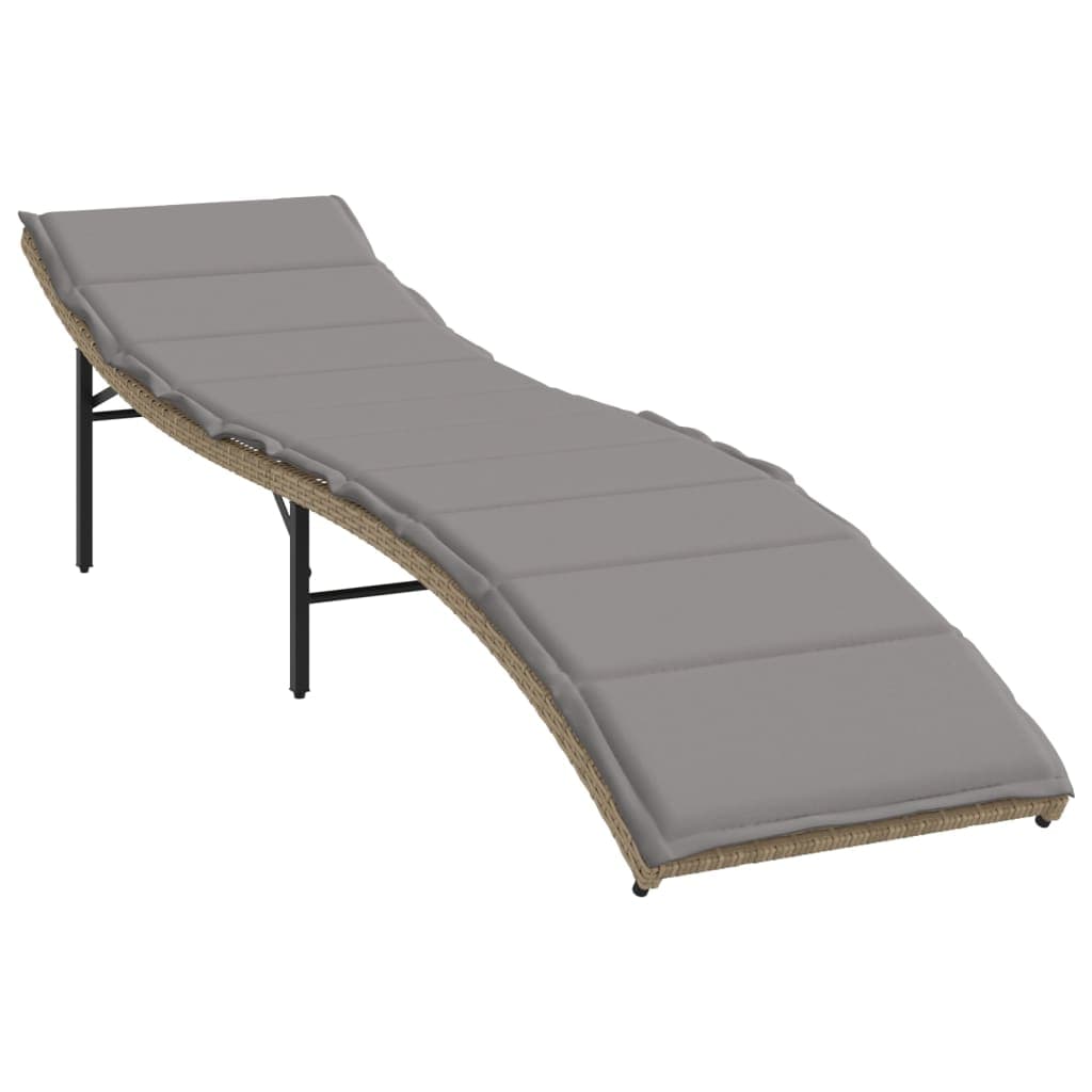 vidaXL Espreguiçadeira com almofadão 55x199x50 cm vime PE bege