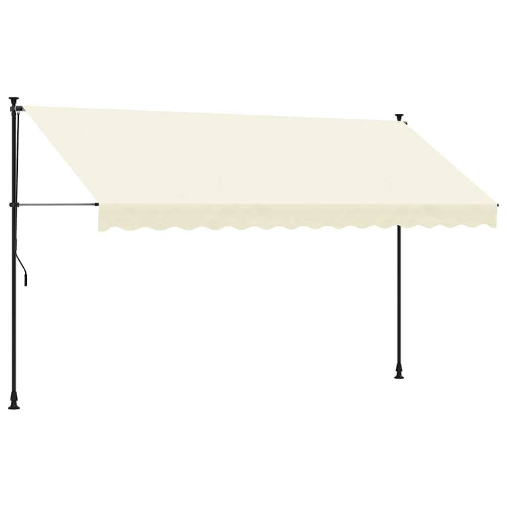 vidaXL Toldo Retrátil 350x150 cm Tecido e Aço Cor Creme - 4267924504