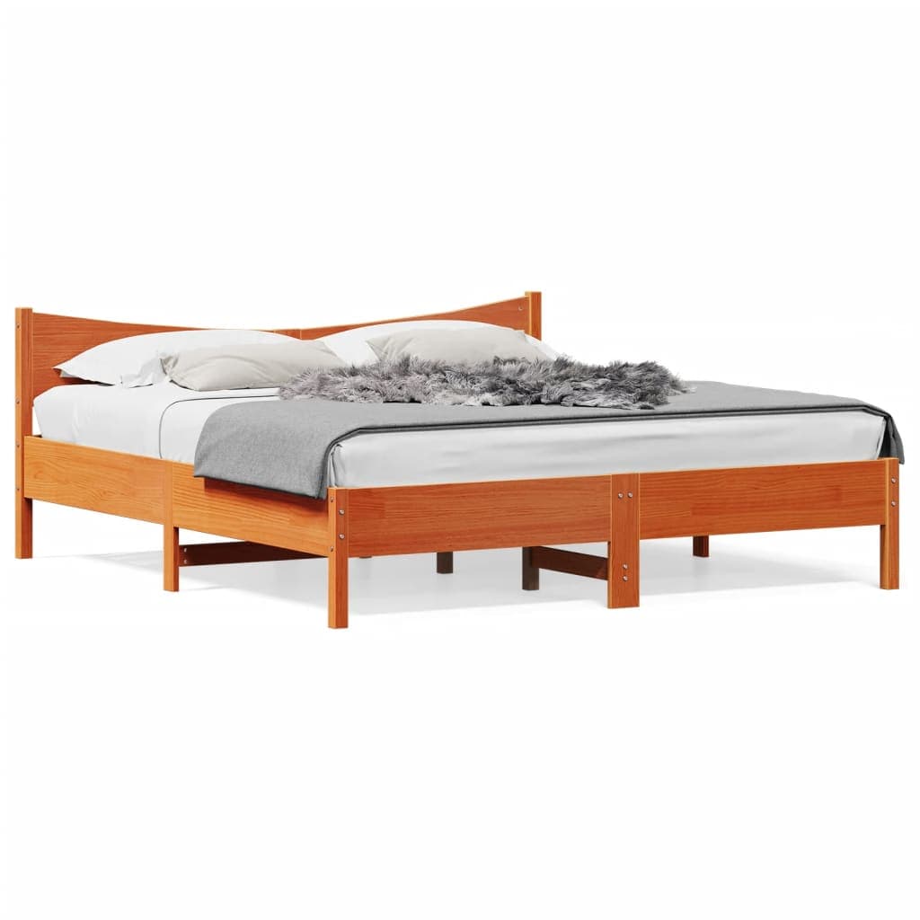 vidaXL Cama sem colchão 180x200 cm pinho maciço castanho-mel