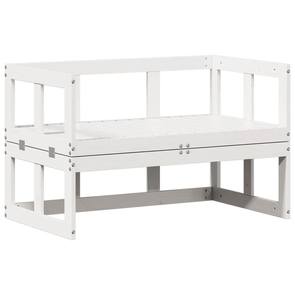vidaXL Banco de jardim extensível madeira de pinho maciça branco
