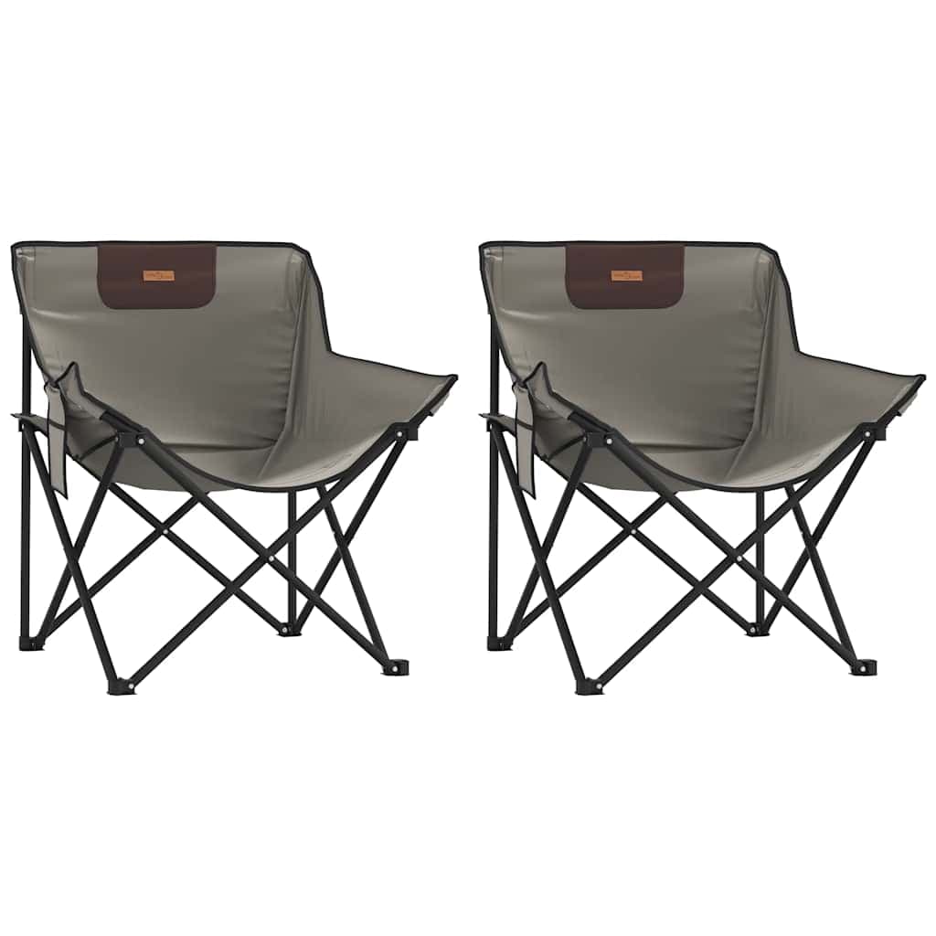 vidaXL Cadeiras de campismo com bolso dobráveis 2 pcs cinzento