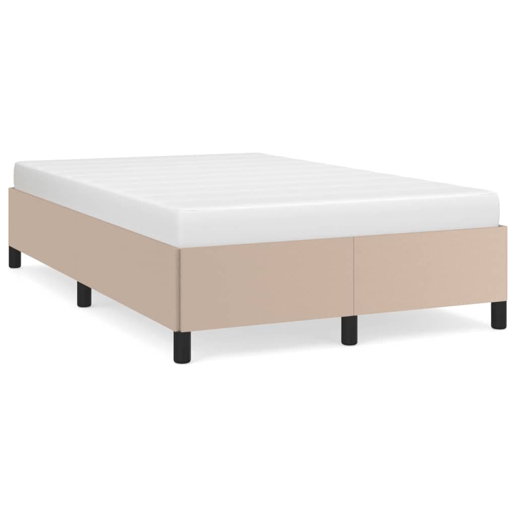 vidaXL Estrutura de cama sem colchão 120x190cm couro artif. cappuccino