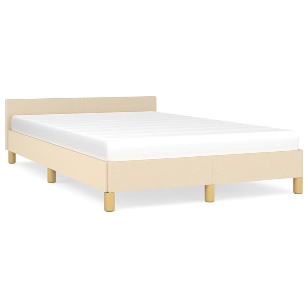 vidaXL Estrutura de cama sem colchão 120x190 cm tecido creme
