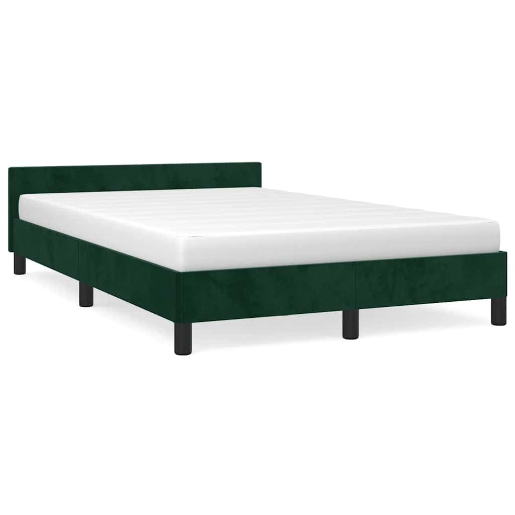 vidaXL Estrutura de Cama com Cabeceira 120x190 cm Veludo Verde-escuro - 1878753232