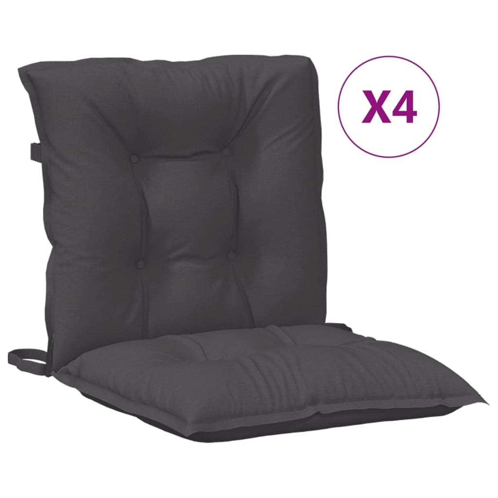 vidaXL Almofadões lombares p/ cadeiras 4pcs mesclado tecido antracite