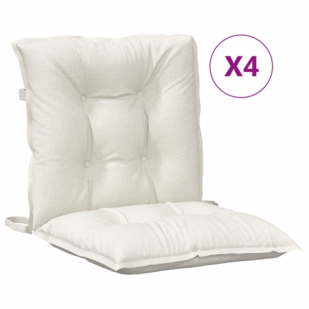 vidaXL Almofadões lombares p/ cadeiras 4pcs mesclado tecido creme
