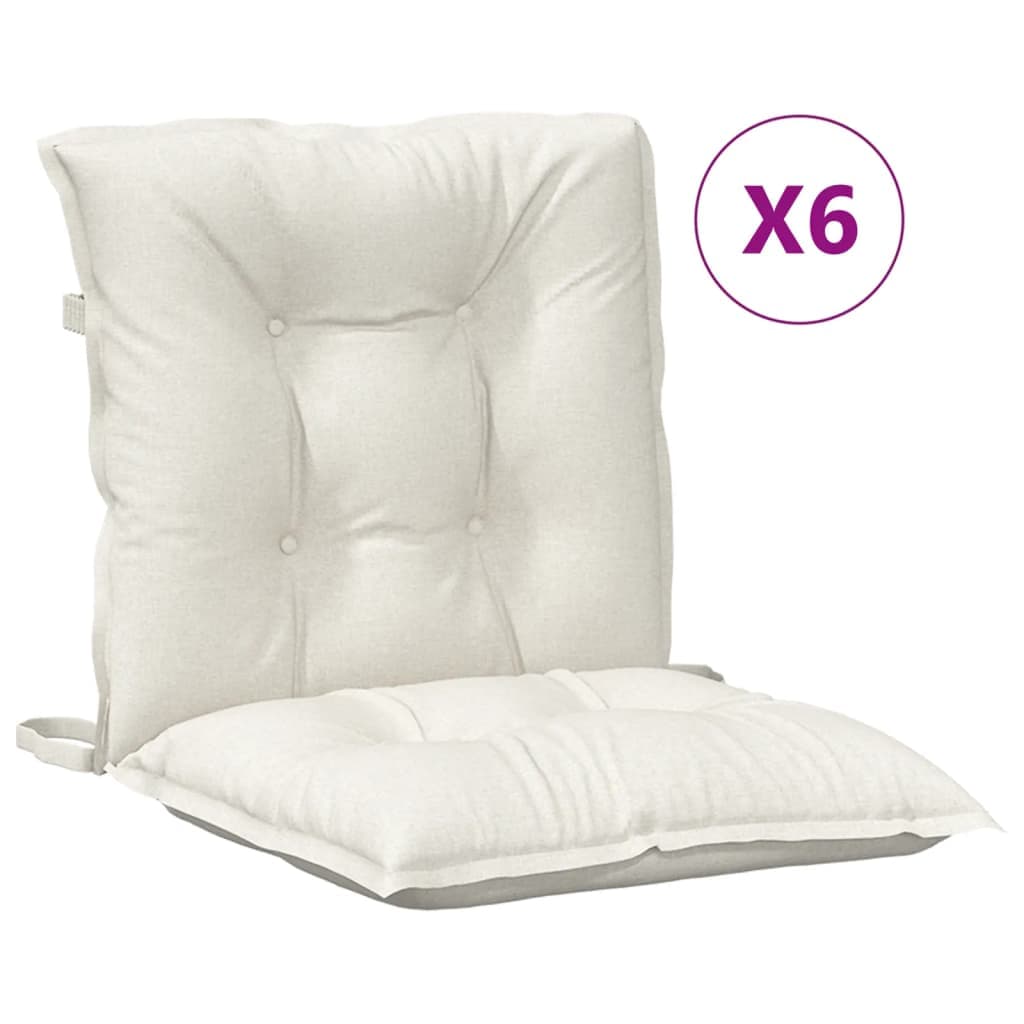 vidaXL Almofadões lombares p/ cadeiras 6pcs mesclado tecido creme