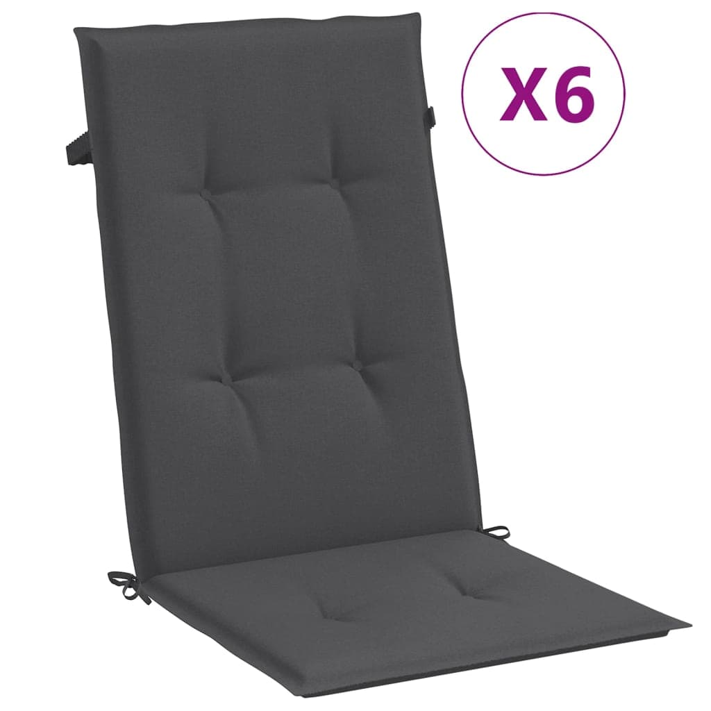 vidaXL Almofadões para cadeiras altas 6 pcs mesclado tecido antracite