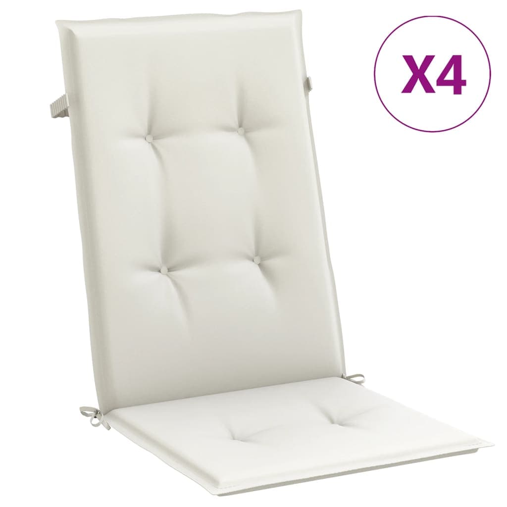 vidaXL Almofadões para cadeiras altas 4 pcs mesclado tecido creme