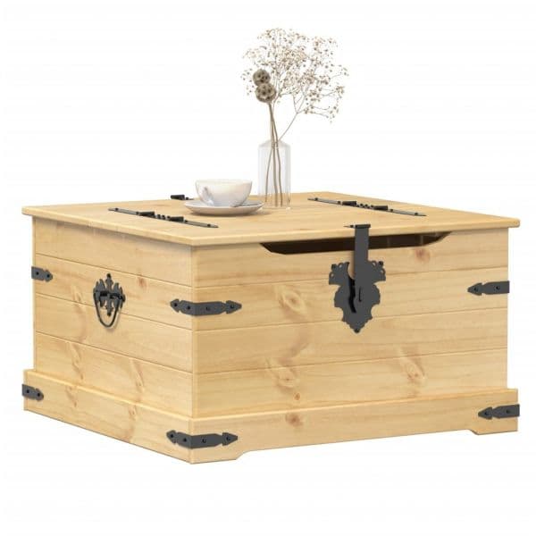 vidaXL Arca de Arrumação Corona 78x78x45 cm Madeira de Pinho Maciça - 29413451