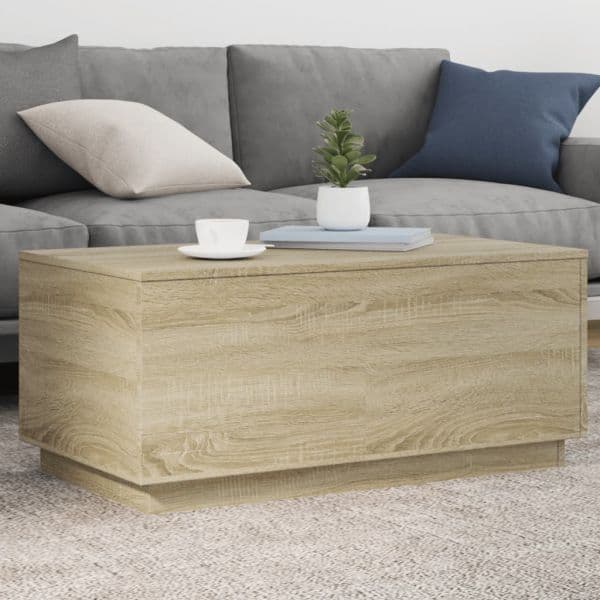Mesa de Centro com Luzes LED 90x50x40 cm Carvalho Sonoma - 1412844961
