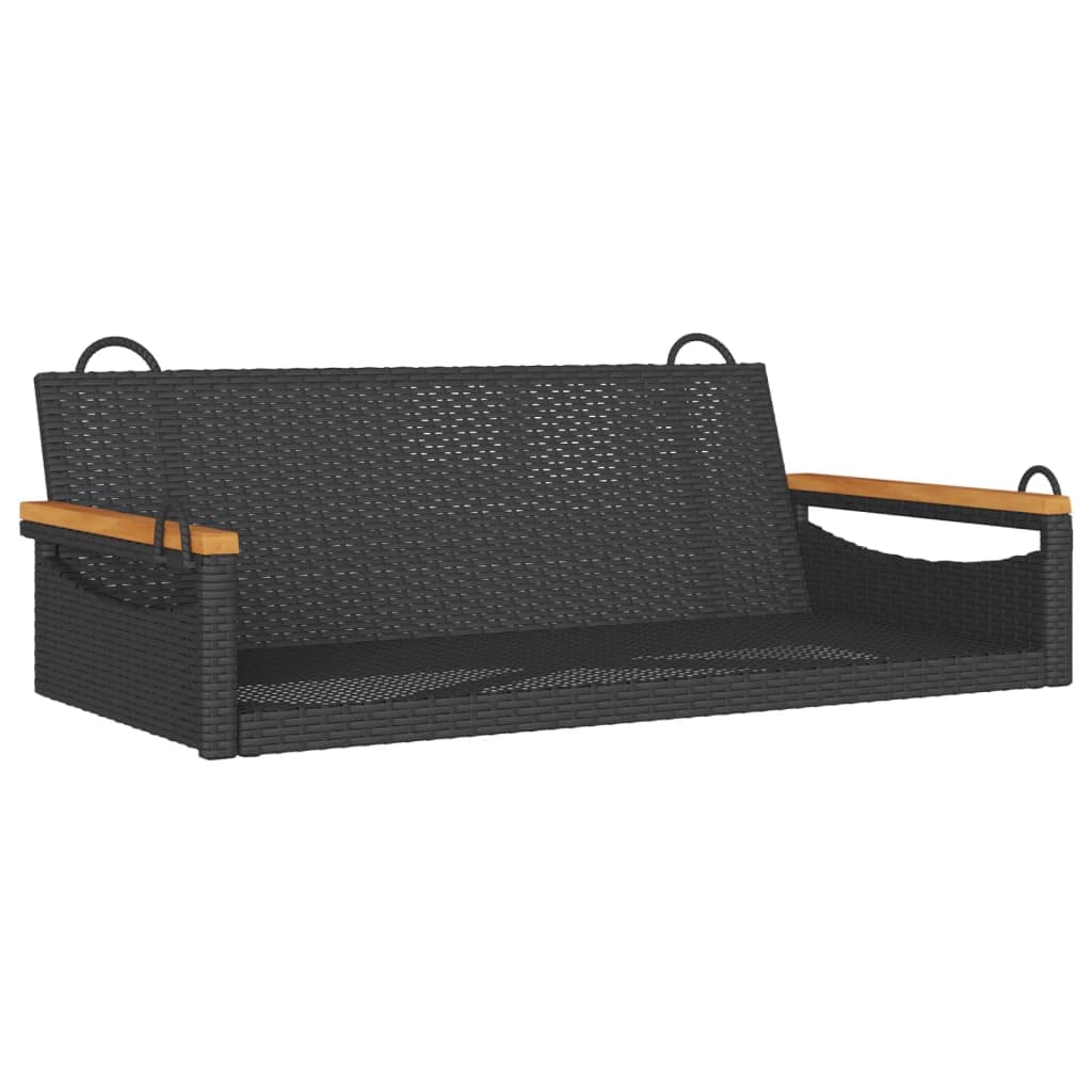 vidaXL Banco baloiço 109x62x40 cm vime PE preto