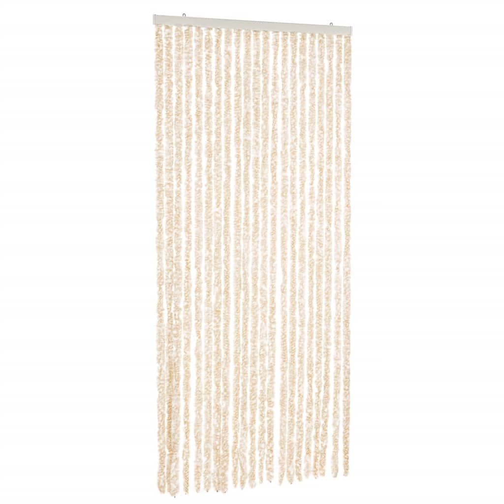 vidaXL Cortina anti-insetos 90x200 cm chenille bege e branco