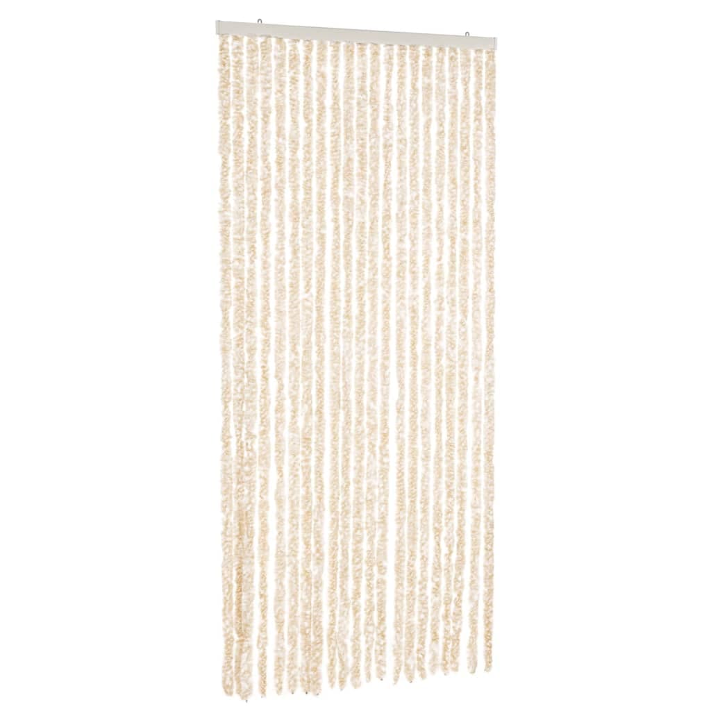vidaXL Cortina anti-insetos 90x220 cm chenille bege e branco