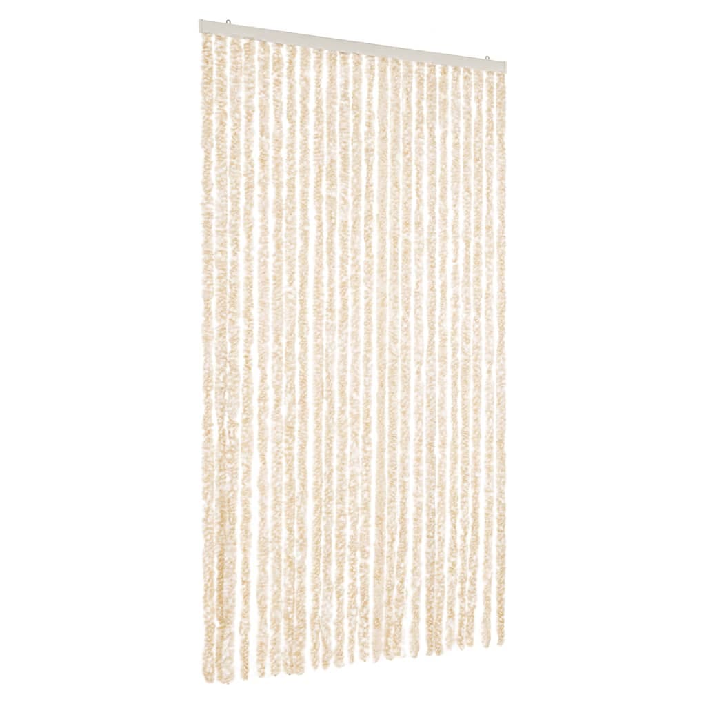vidaXL Cortina anti-insetos 100x220 cm chenille bege e branco