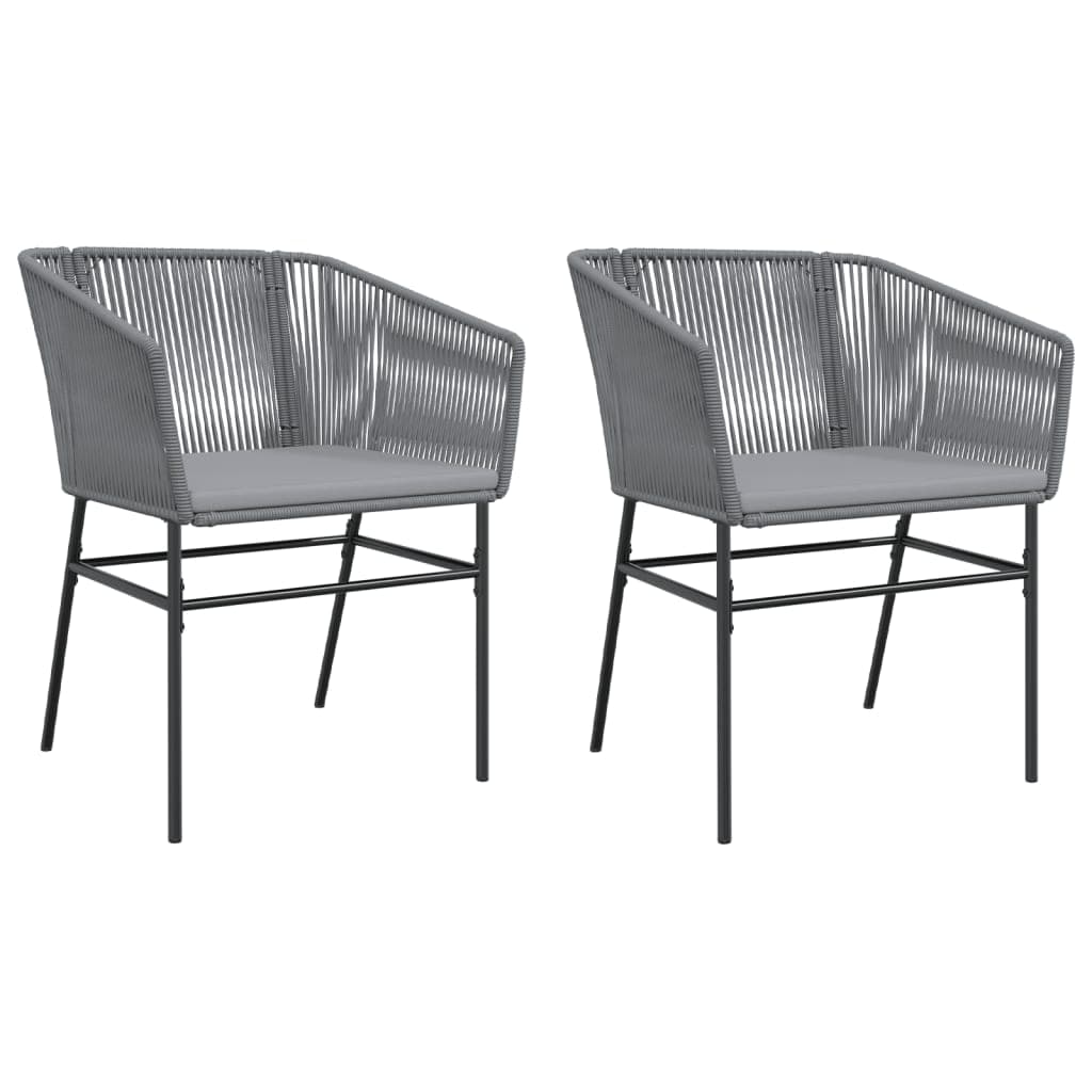 vidaXL Cadeiras de jardim 2 pcs c/ almofadões vime PE cinzento