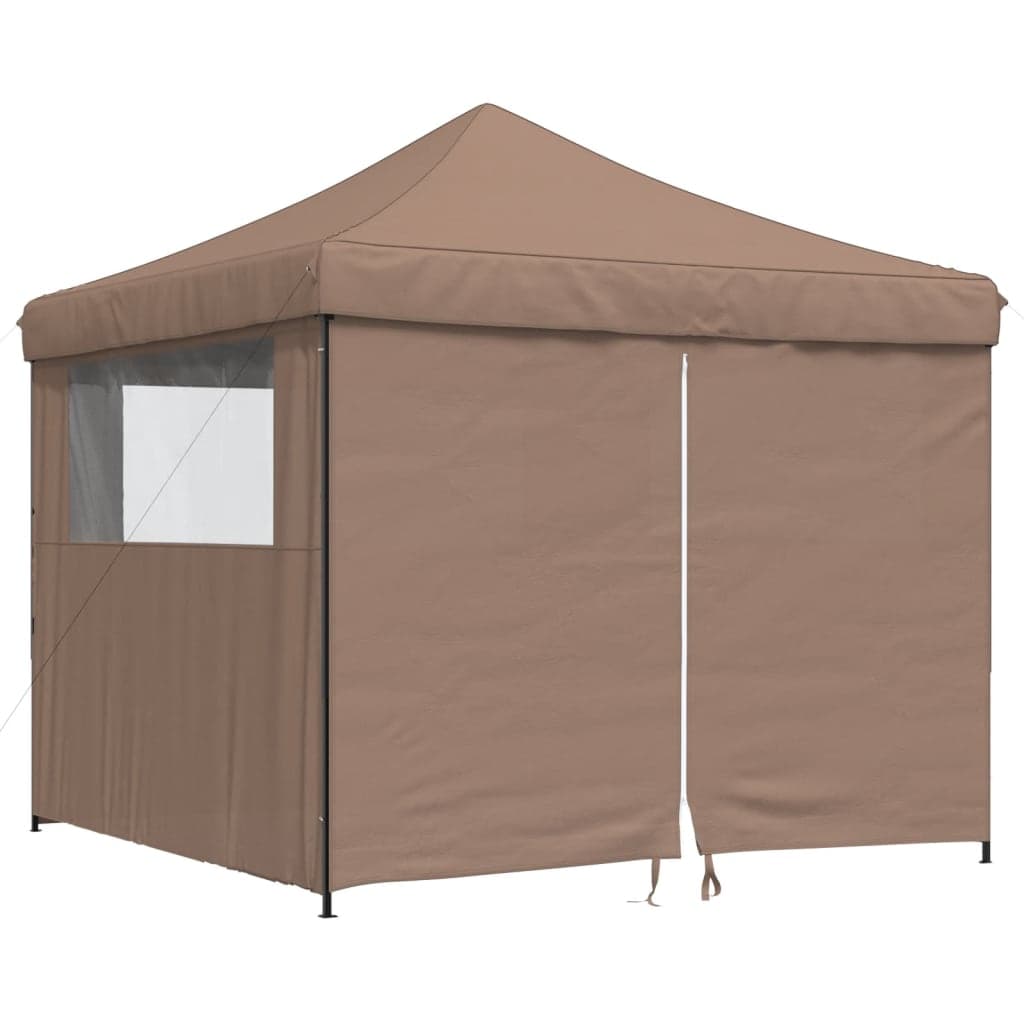 vidaXL Tenda para Festas Pop-up Dobrável com 4 Paredes Laterais Castanho - 3545249315
