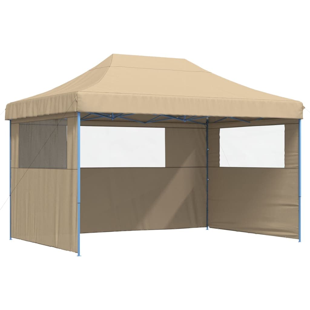 vidaXL Tenda para Festas Pop-up Dobrável com 3 Paredes Laterais Bege - 3362758120