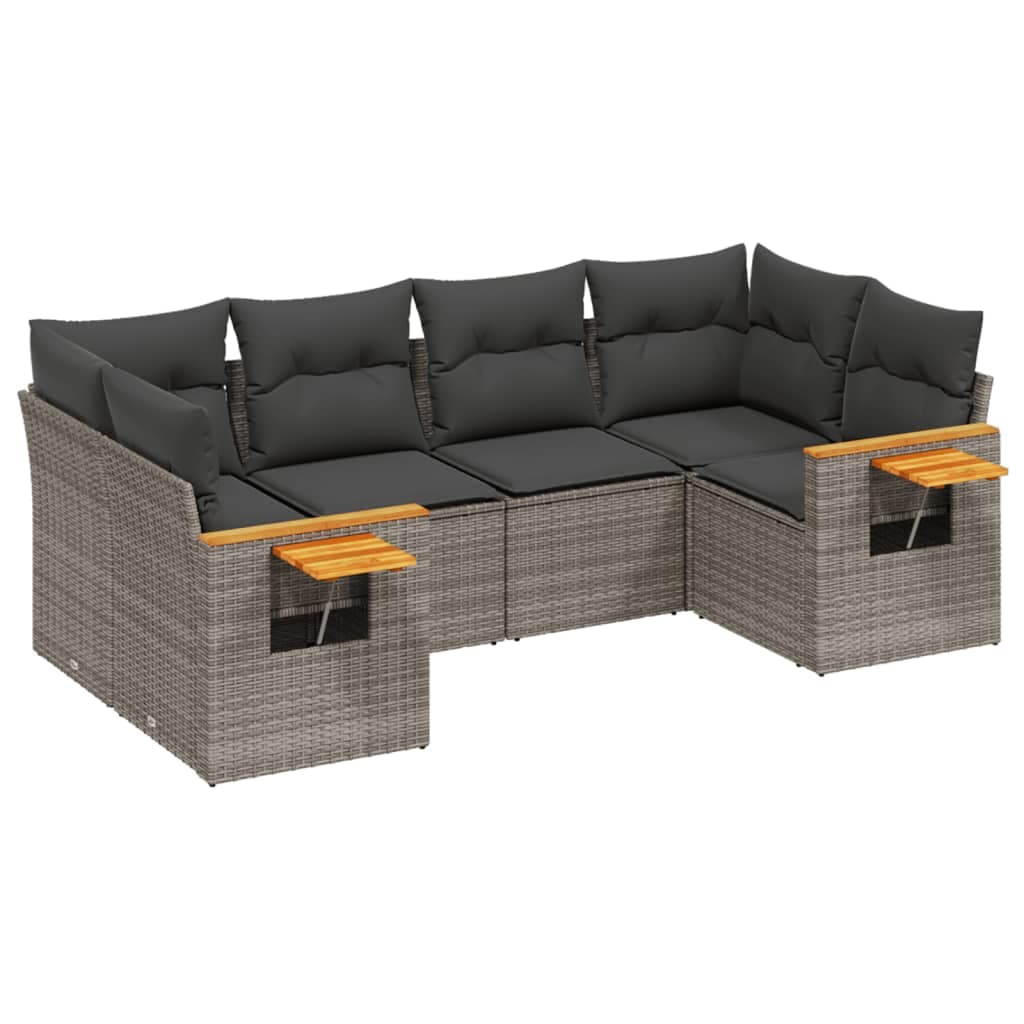 vidaXL 6 pcs conjunto sofás de jardim com almofadões vime cinzento