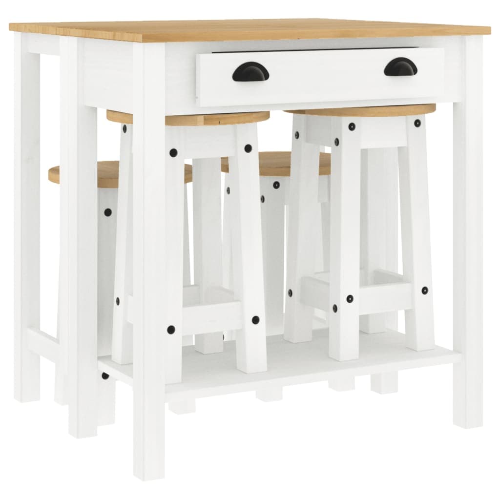 vidaXL 5 pcs conjunto de bar pinho maciço branco