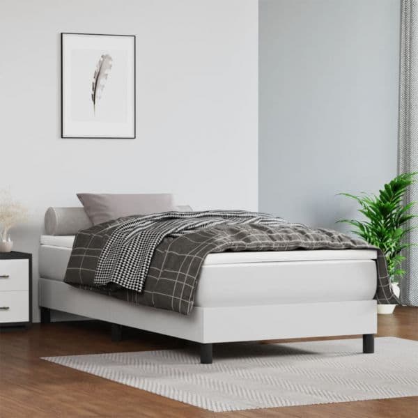 Colchão vidaXL de Molas Ensacadas 120x190x20cm Couro Artificial Branco - 392529722