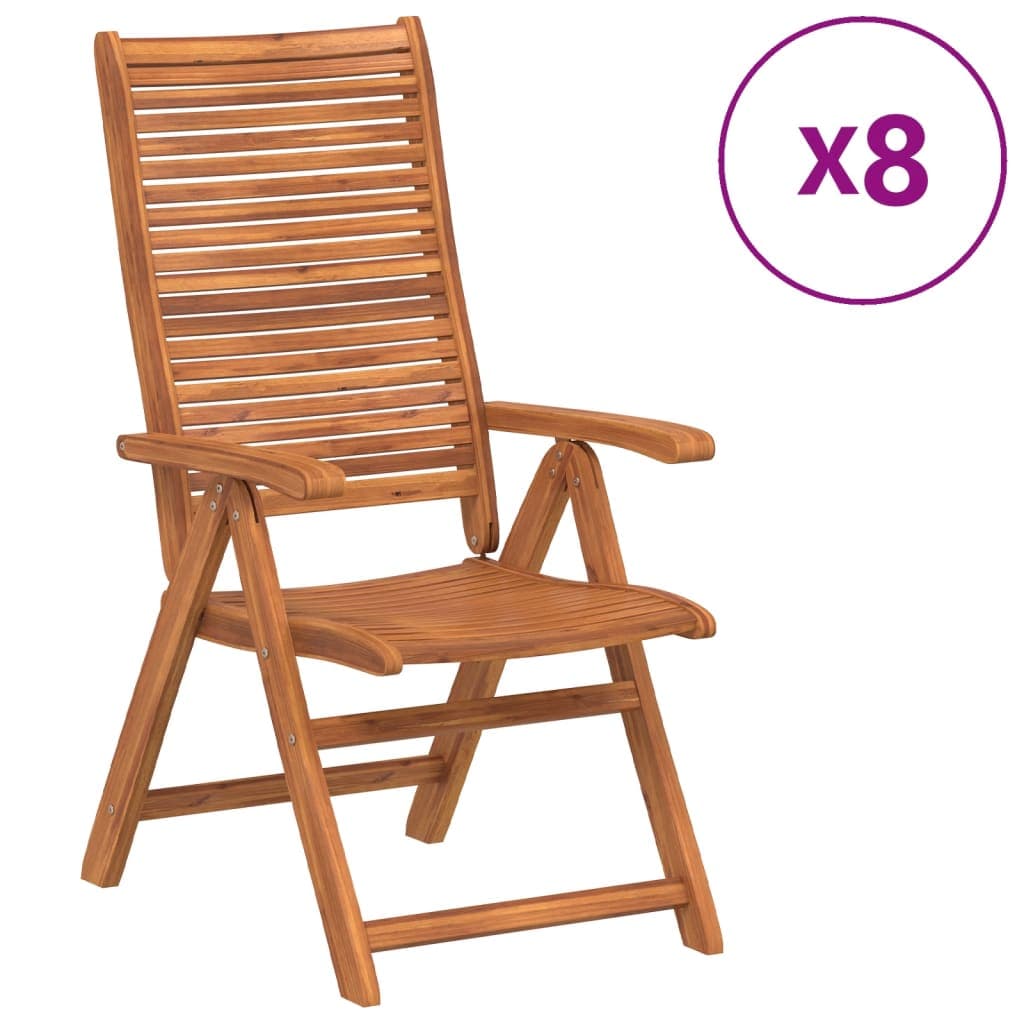 vidaXL Cadeiras de jardim reclináveis 8 pcs 56x72x107 cm acácia maciça