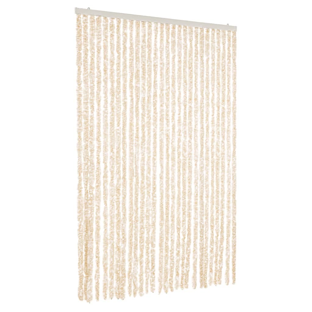 vidaXL Cortina anti-insetos 118x220 cm chenille bege e branco