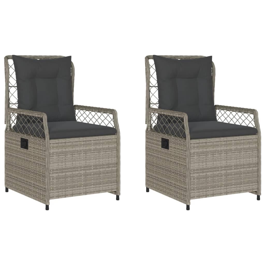 vidaXL Cadeiras jardim reclináveis 2 pcs vime PE cinzento-claro