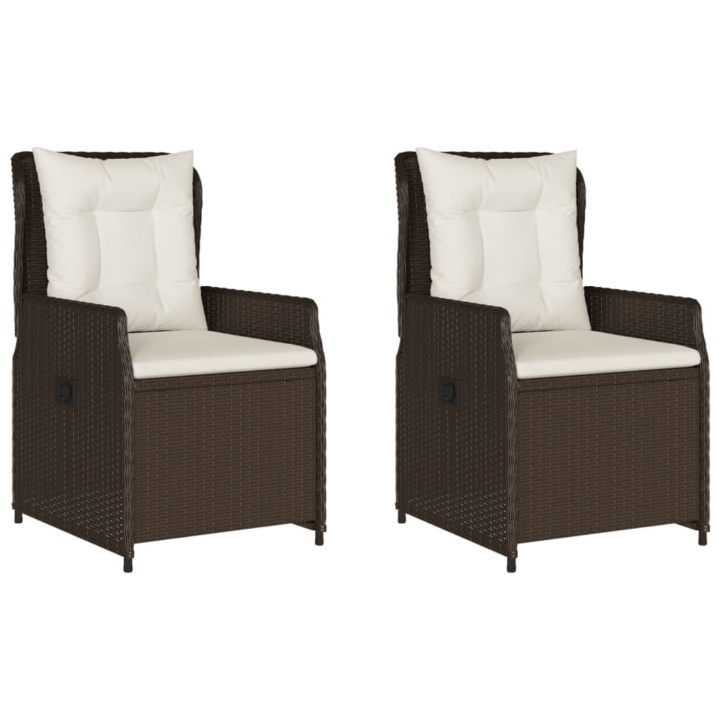 vidaXL Cadeiras de jardim reclináveis 2 pcs vime PE castanho