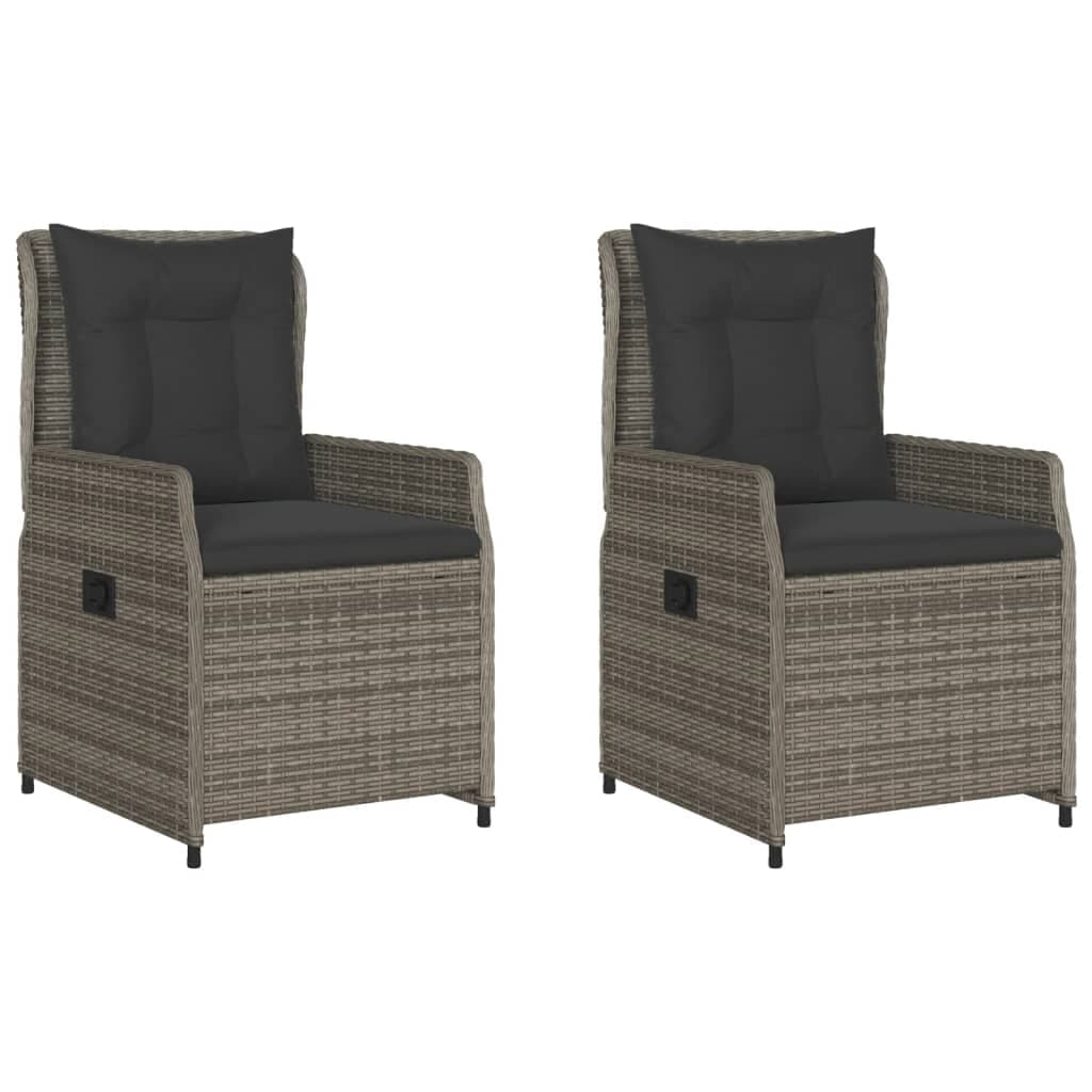 vidaXL Cadeiras de jardim reclináveis 2pcs vime PE cinza