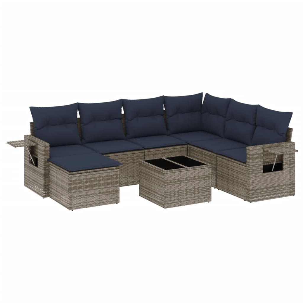 vidaXL Conjunto de sofá de jardim com 8 peças e almofadas em rattan sintético cinza