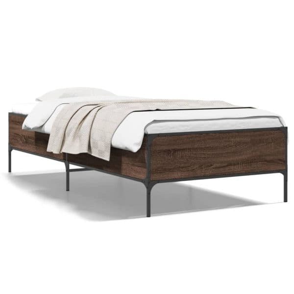 vidaXL Estrutura de Cama Derivados de Madeira/metal Carvalho Castanho - 3802886966