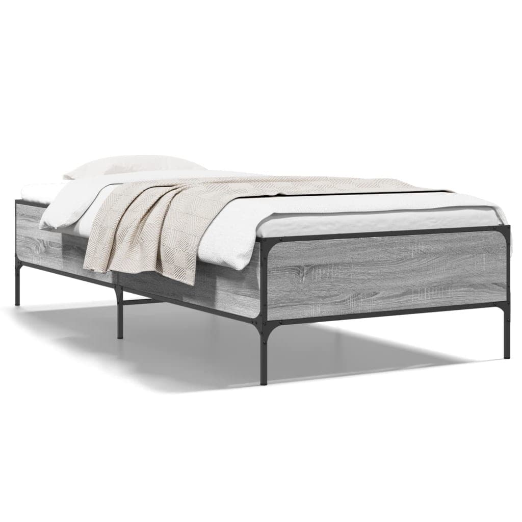 vidaXL Estrutura de Cama Derivados de Madeira e Metal Cinzento Sonoma - 1973293715