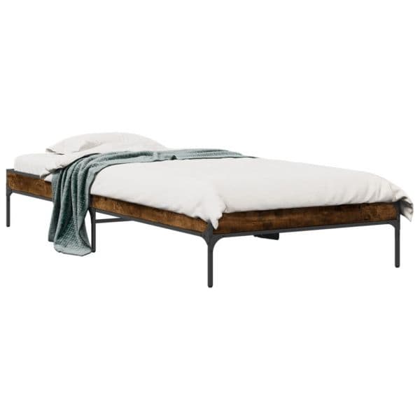 vidaXL Estrutura de Cama Derivados de Madeira e Metal Carvalho Fumado - 1327208037