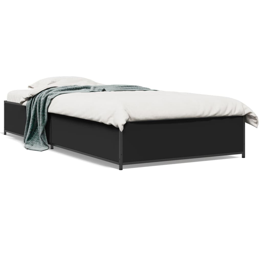 vidaXL Estrutura de Cama 90x190 cm Derivados de Madeira e Metal Preto - 2186052246