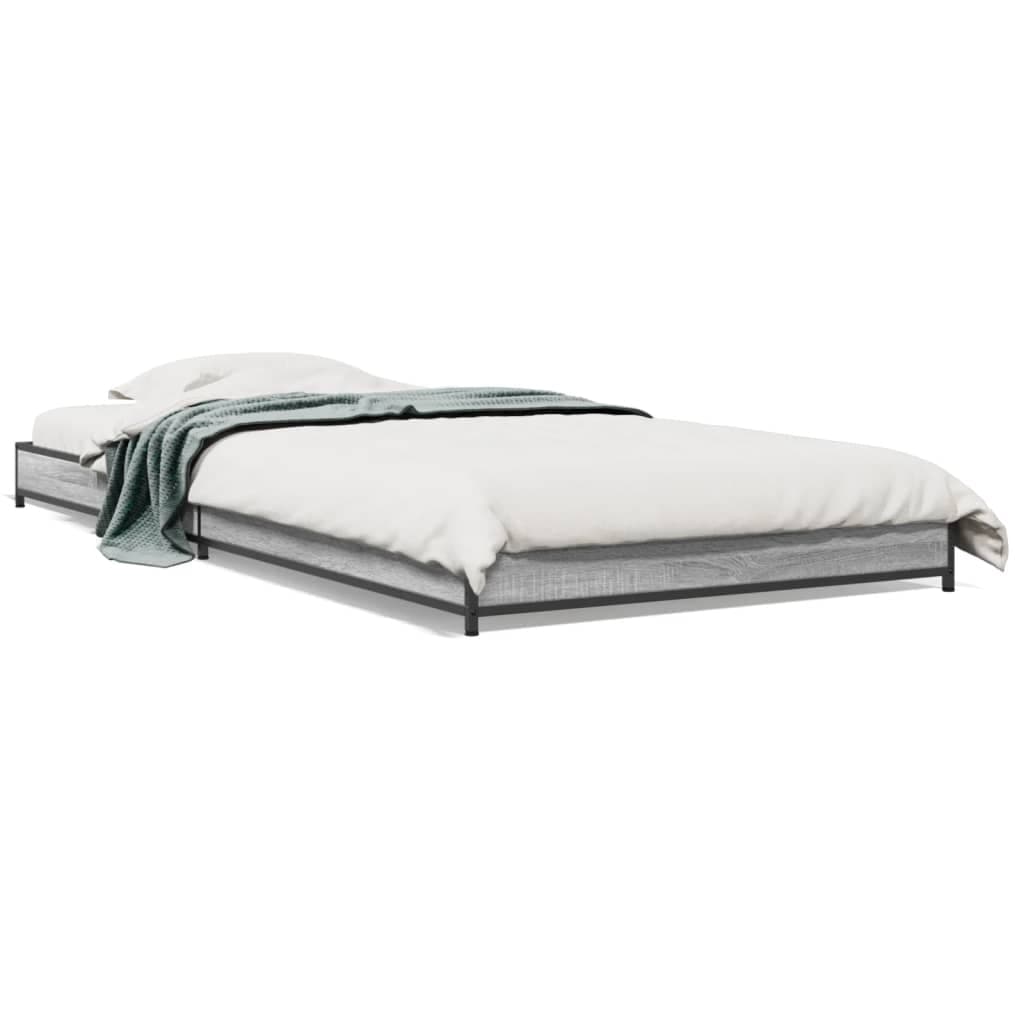 vidaXL Estrutura de Cama Derivados de Madeira e Metal Cinzento Sonoma - 3274777678