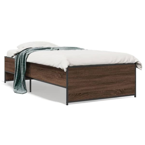 vidaXL Estrutura de Cama Derivados de Madeira/metal Carvalho Castanho - 1685362992