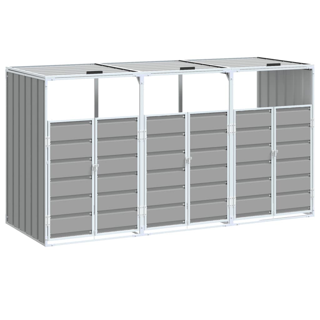vidaXL Abrigo para 3 caixotes do lixo 216x81x115 cm aço cinzento