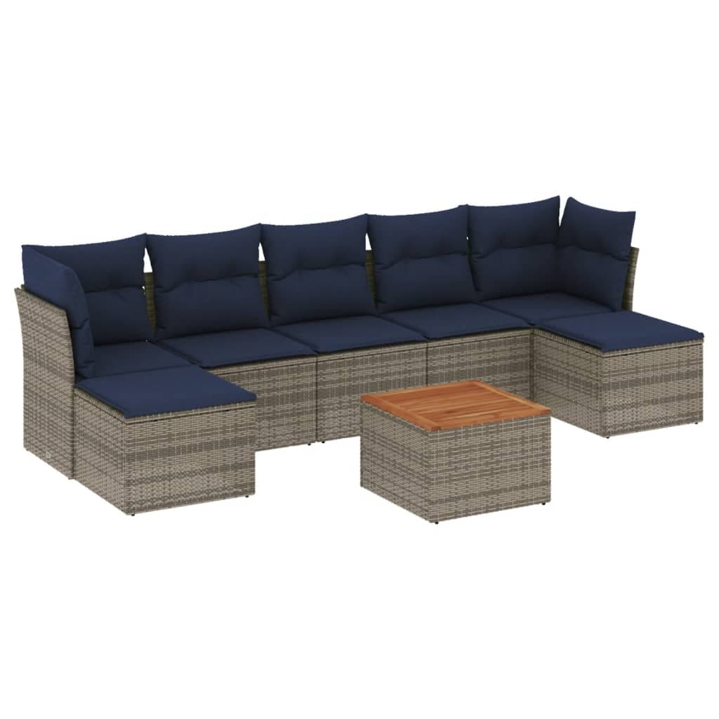 vidaXL Conjunto de sofá de jardim com 8 peças e almofadas em rattan sintético cinza