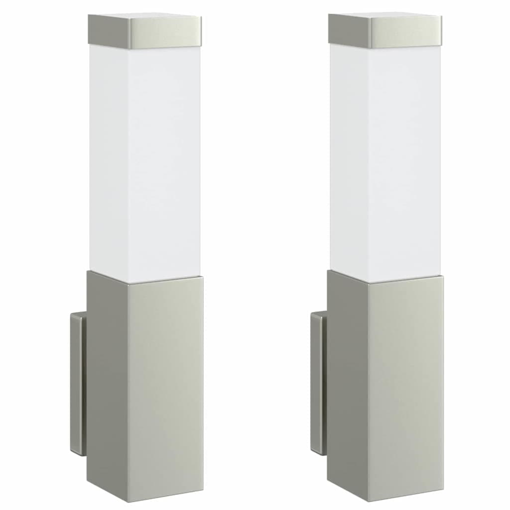 vidaXL Luz de Parede para Exterior 2 pcs Prateado 10.5 x 6 x 33 cm