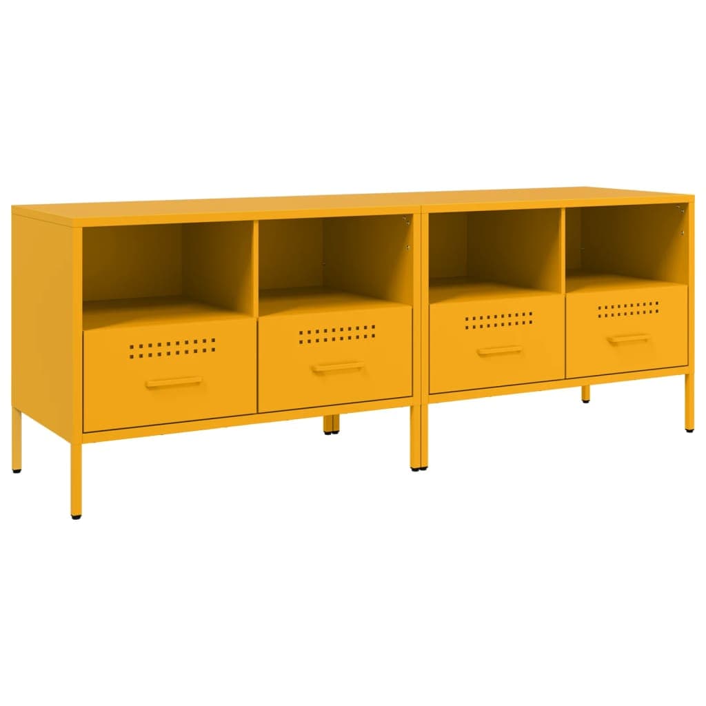 vidaXL Móveis de TV 2 pcs 68x39x50,5 cm aço amarelo mostarda