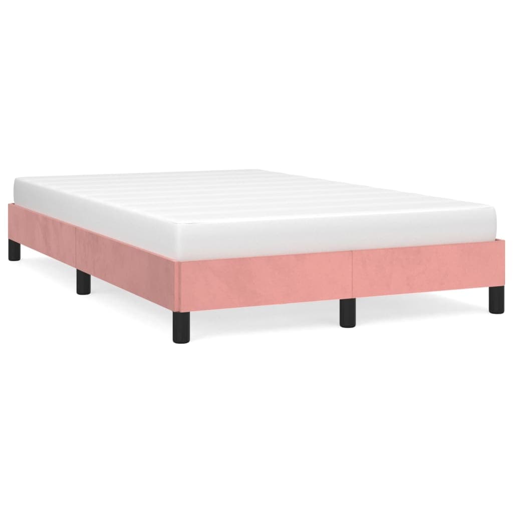 vidaXL Estrutura de cama com colchão 120x190 cm veludo rosa